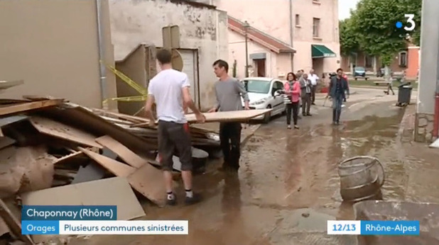 Rhne - Pluies orageuses et inondations dans le secteur de Chaponnay ont occasionn des dgts