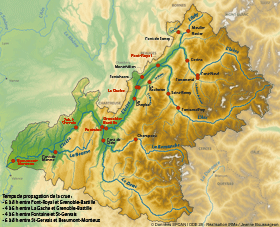 Localisation des stations hydromtriques actuelles utilises par le Service de Prvision des Crues Alpes du Nord