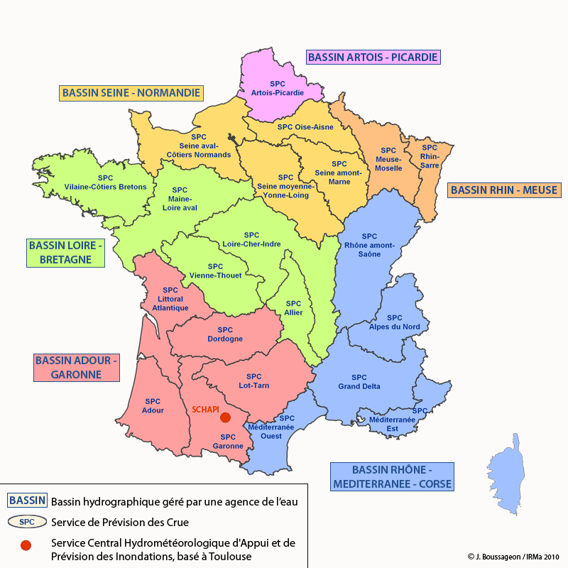 Carte des SPC pour la France Mtropolitaine (source : SCHAPI)