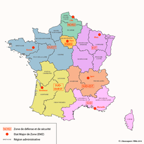 Zones de dfense de la France Mtropolitaine