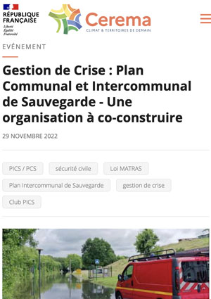 Gestion de Crise : Plan Communal et Intercommunal de Sauvegarde - Une organisation  co-construire