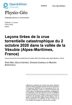 Leçons tirées de la crue torrentielle catastrophique du 2 octobre 2020 dans la vallée de la Vésubie (Alpes-Maritimes, France)