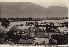 Inondation de 1928 dans la plaine en aval de Grenoble