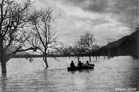 Inondation de 1948 dans la plaine en aval de Grenoble