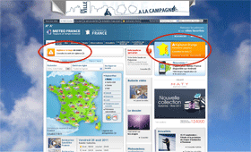 Page daccueil du site Internet de Mto-France (le 26/08/2011)