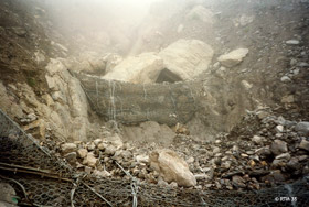 Ouvrages cables installs dans le ravin de la Roche entre 1993 et 1995