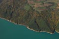 Vue aérienne du lac barrage de Notre Dame de Commiers sur le Drac