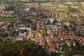 Vue aérienne de la commune de Domène et du torrent du Doménon