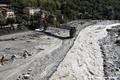 Crue de la Vésubie à Roquebillière lors de la tempête Alex - Passerelle piétonne détruite