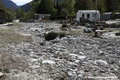 Crue de la Vésubie à Roquebillière - dégâts en rive droite au niveau du camping