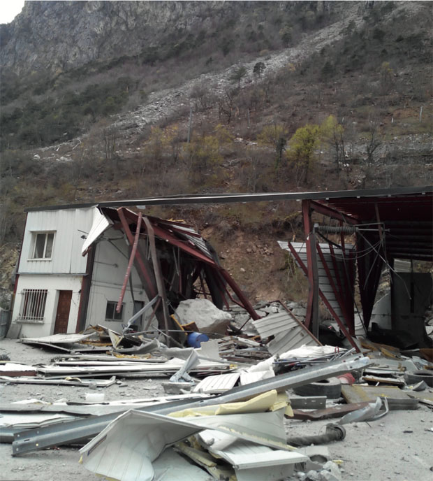 Chute de blocs en 2015, commune de Moutiers