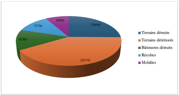 Répartition des impacts de la crue de mai-juin 1856