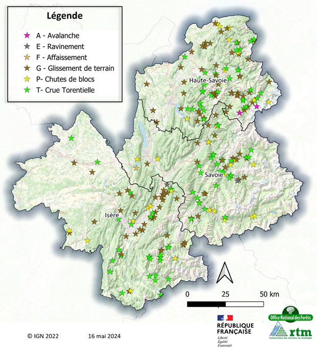 Carte des évènements