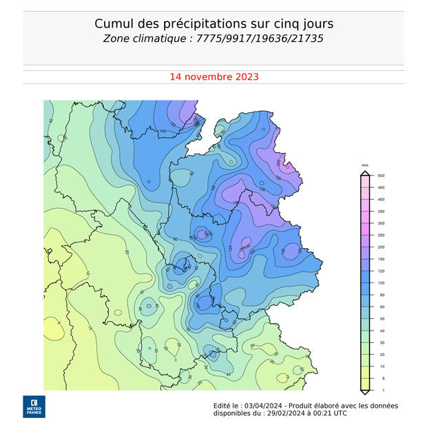 cumul précipitations 5 jours