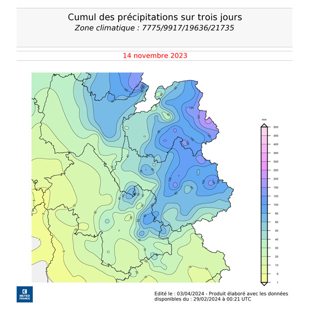 cumul précipitations 3 jours