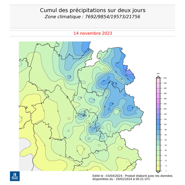 cumul précipitations 2 jours