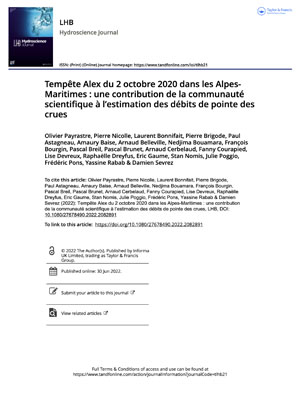 Tempête Alex du 2 octobre 2020 dans les Alpes-Maritimes : une contribution de la communauté scientifique à l’estimation des débits de pointe des crues