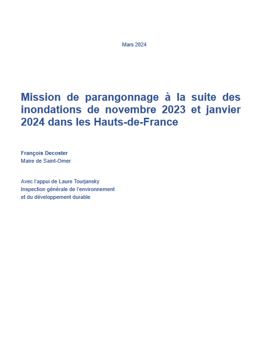 Mission de parangonnage  la suite des inondations de novembre 2023 et janvier 2024 dans les Hauts-de-France