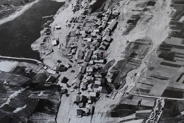 Vue arienne des dbordements du Cristillan  Ceillac en juin 1957 -  AD Hautes-Alpes