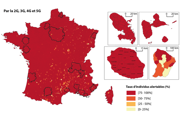 Potentiel d'alertabilité par LBAS à l'échelle communale en France © Esteban Bopp