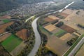 Vue aérienne de l'Isère sur la commune de Froges