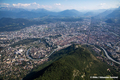 Vue a�rienne de l'Is�re � Grenoble - Bastille et boucles de l'Ile Verte et des Sablons