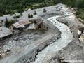 Crue du torrent des �tan�ons � la B�rarde - d�g�ts autour de l'�glise et du nouveau lit du torrent