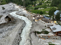 Crue du torrent des �tan�ons � la B�rarde - d�g�ts autour de l'�glise et du nouveau lit du torrent