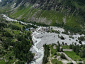 Crue du torrent des �tan�ons � la B�rarde - engravements du c�ne de d�jection vus depuis l'amont