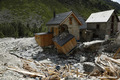 Crue du torrent des �tan�ons � la B�rarde - d�g�ts autour de l'�glise et du nouveau lit du torrent