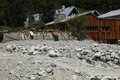 Crue du torrent des �tan�ons � la B�rarde - d�g�ts autour de l'�glise et du nouveau lit du torrent